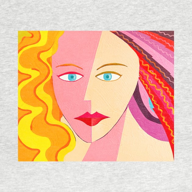 Lady with Red Lips and Blue Eyes - My Original Art by MikeMargolisArt